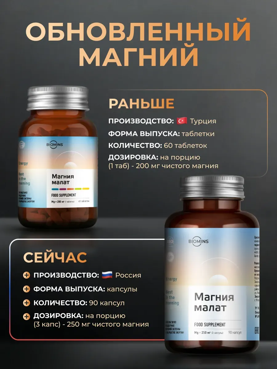 Магний малат для энергии и нервной системы, 90 шт
