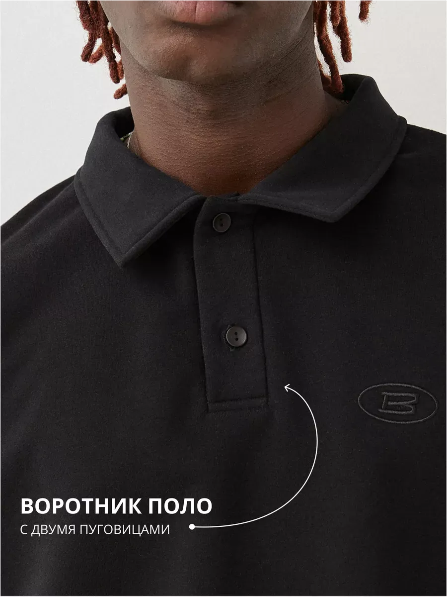 Свитшот с воротником поло