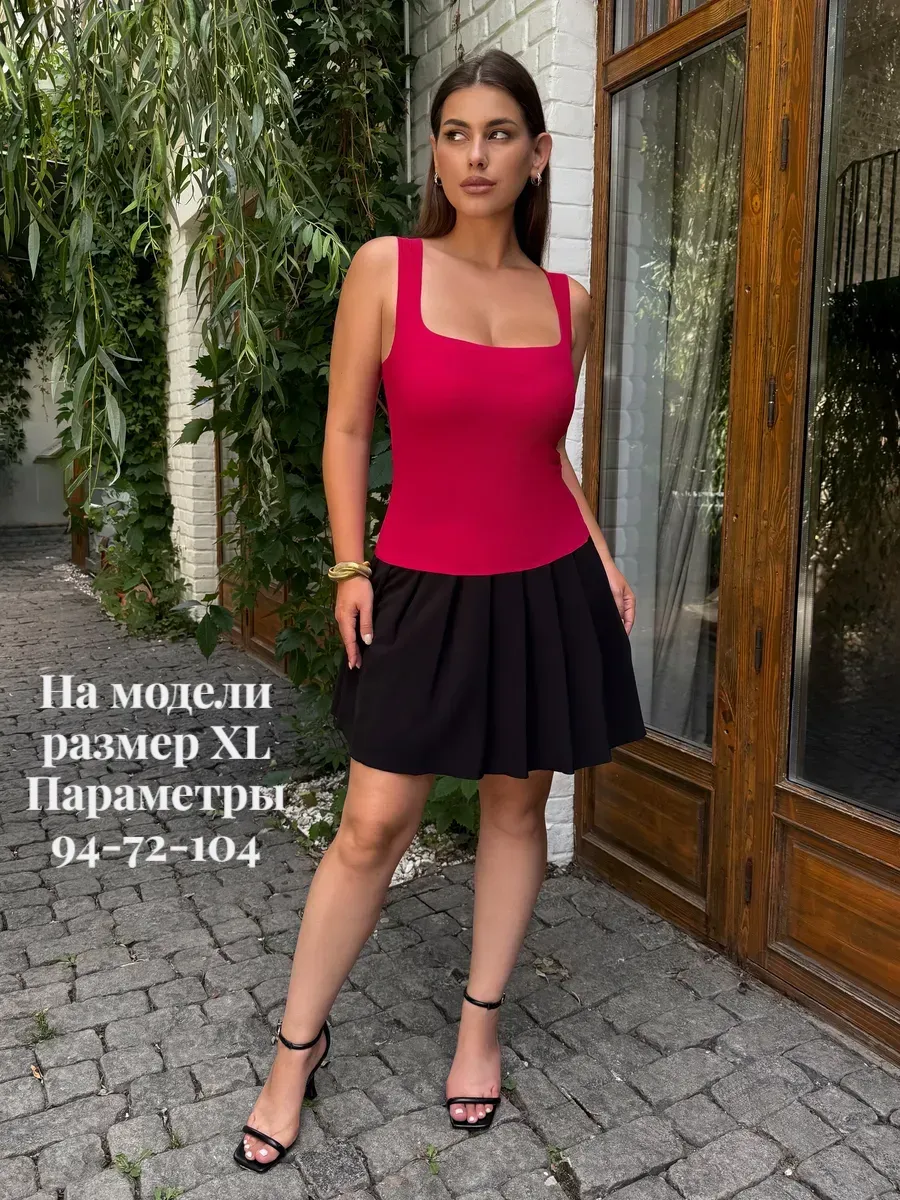 Бесшовный топ майка в рубчик