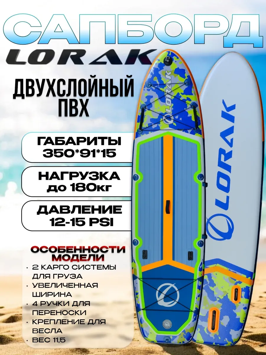 Сапборд двухслойный Lоrak 914, размер 350 см надувной сап