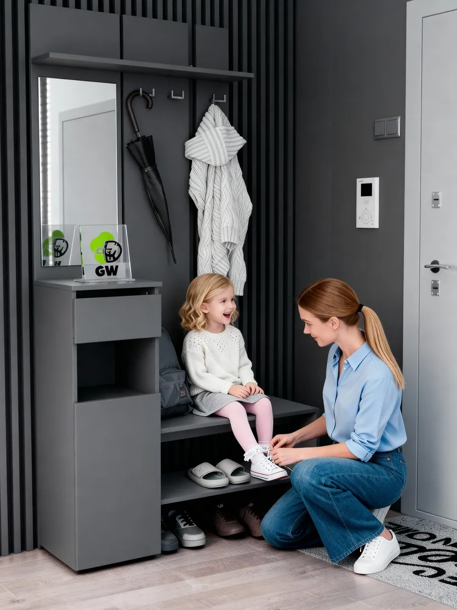Прихожая в коридор комплект с зеркалом обувницей и вешалкой