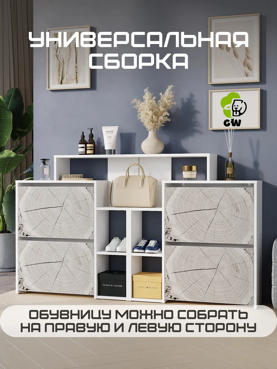 Обувница в прихожую закрытая узкая для обуви с полками