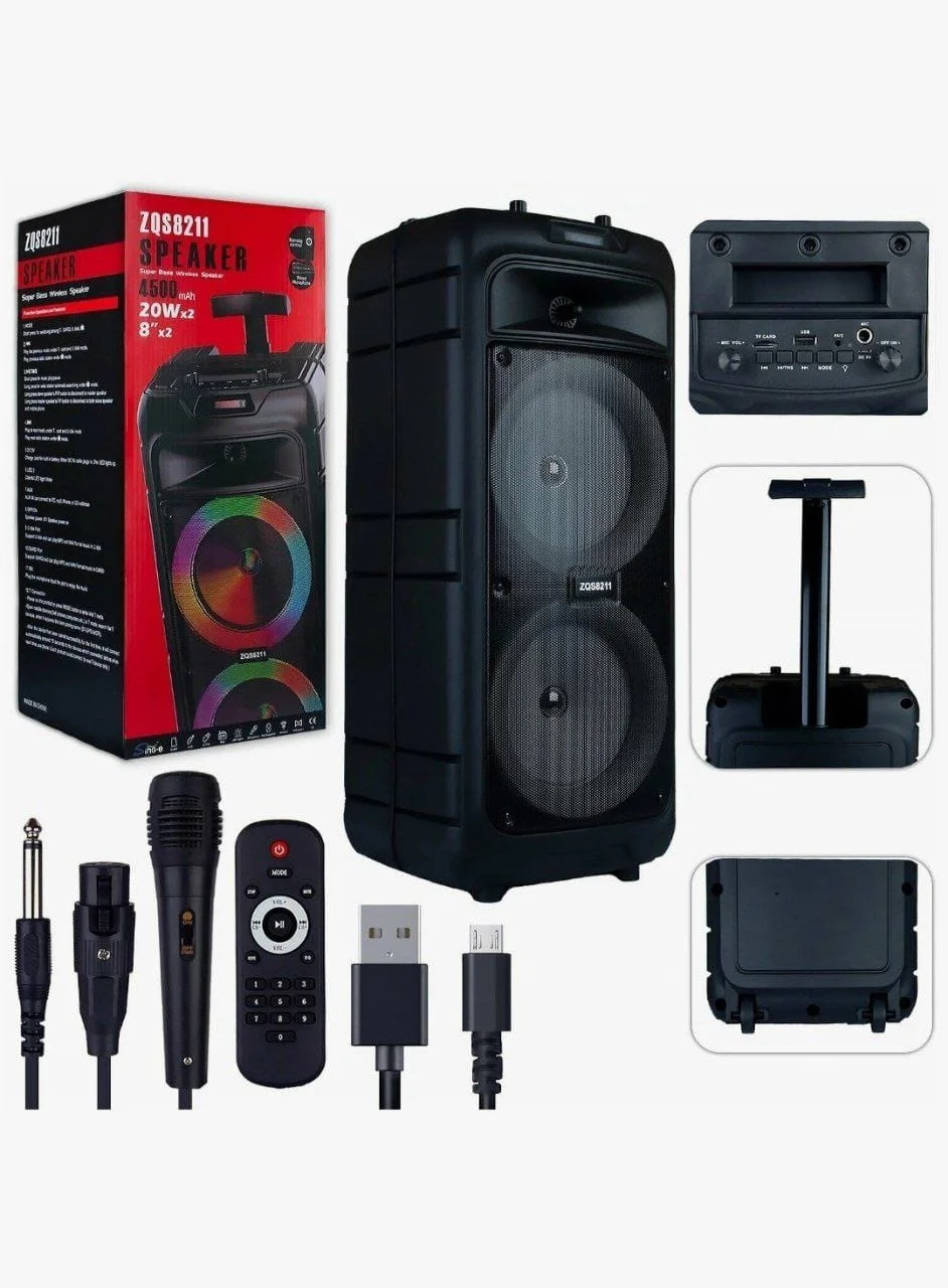 ZQS8211 двойной 8-дюймовый Bluetooth-динамик с экраном дисплея двойной динамик сабвуфер Bluetooth-динамик