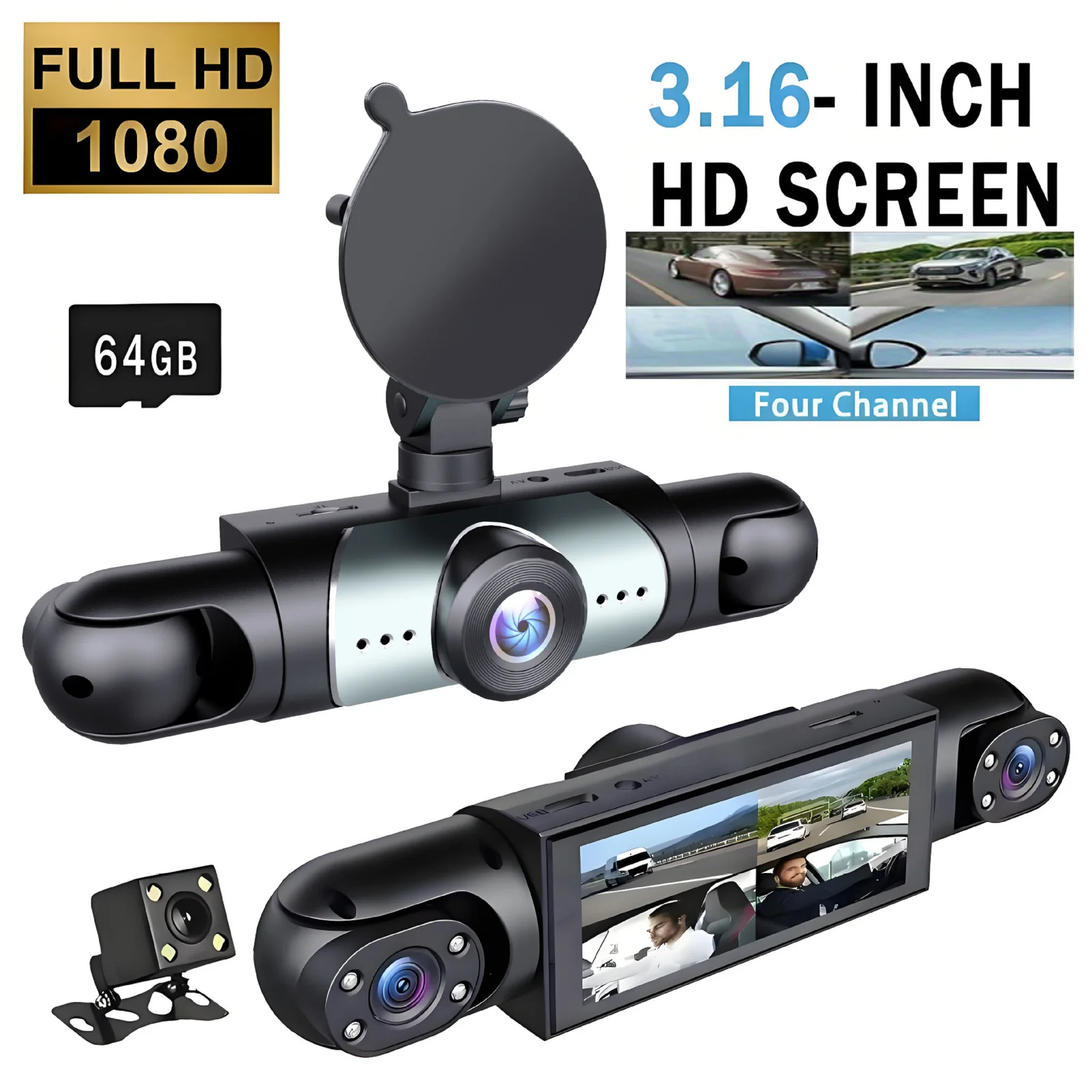 Четырехобъективный видеорегистратор HD 1080P  360 Градусов 