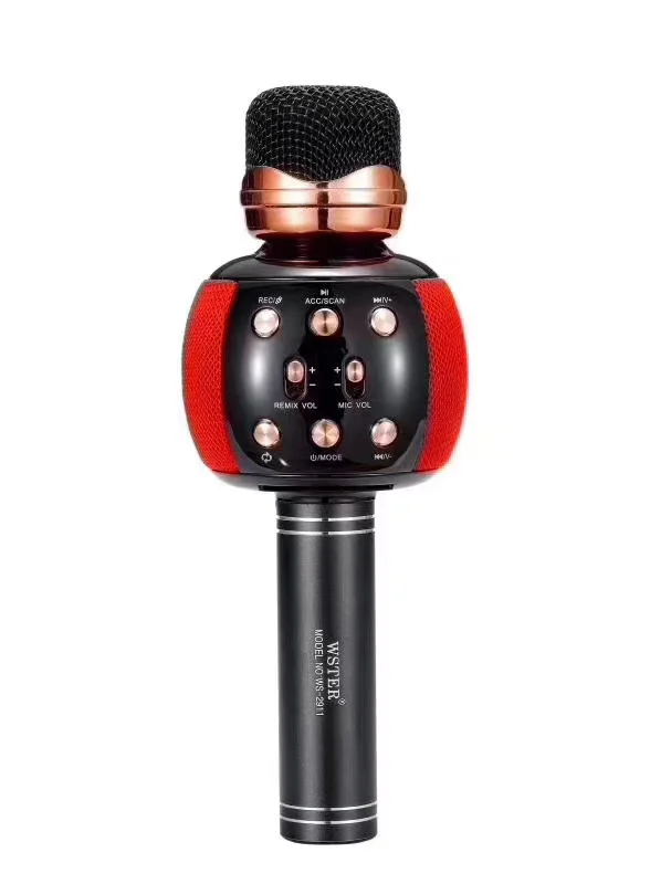 WS-2911 Bluetooth-колонка в стиле караоке-микрофона с кнопками, беспроводная, со встроенным литиевым аккумулятором, компактная колонка, караоке