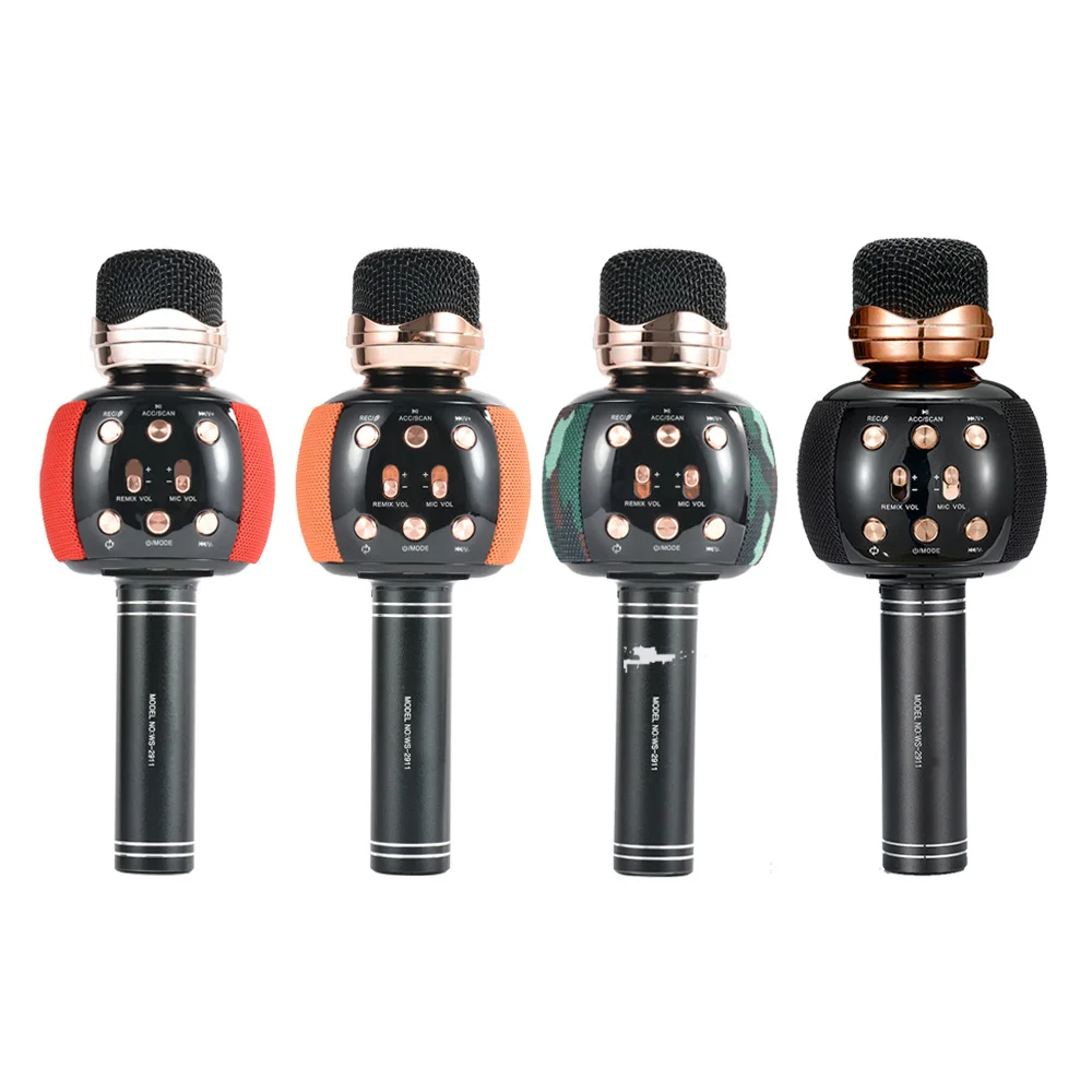 WS-2911 Bluetooth-колонка в стиле караоке-микрофона с кнопками, беспроводная, со встроенным литиевым аккумулятором, компактная колонка, караоке