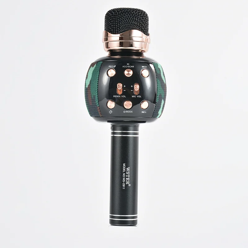 WS-2911 Bluetooth-колонка в стиле караоке-микрофона с кнопками, беспроводная, со встроенным литиевым аккумулятором, компактная колонка, караоке