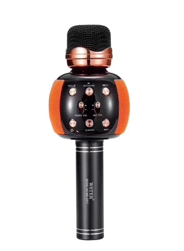 WS-2911 Bluetooth-колонка в стиле караоке-микрофона с кнопками, беспроводная, со встроенным литиевым аккумулятором, компактная колонка, караоке