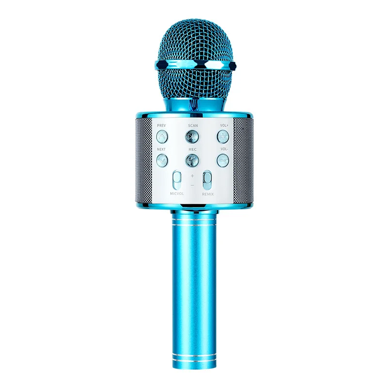 WS-858 Bluetooth-колонка в стиле караоке-микрофона с кнопками, беспроводная, со встроенным литиевым аккумулятором, компактная колонка, караоке