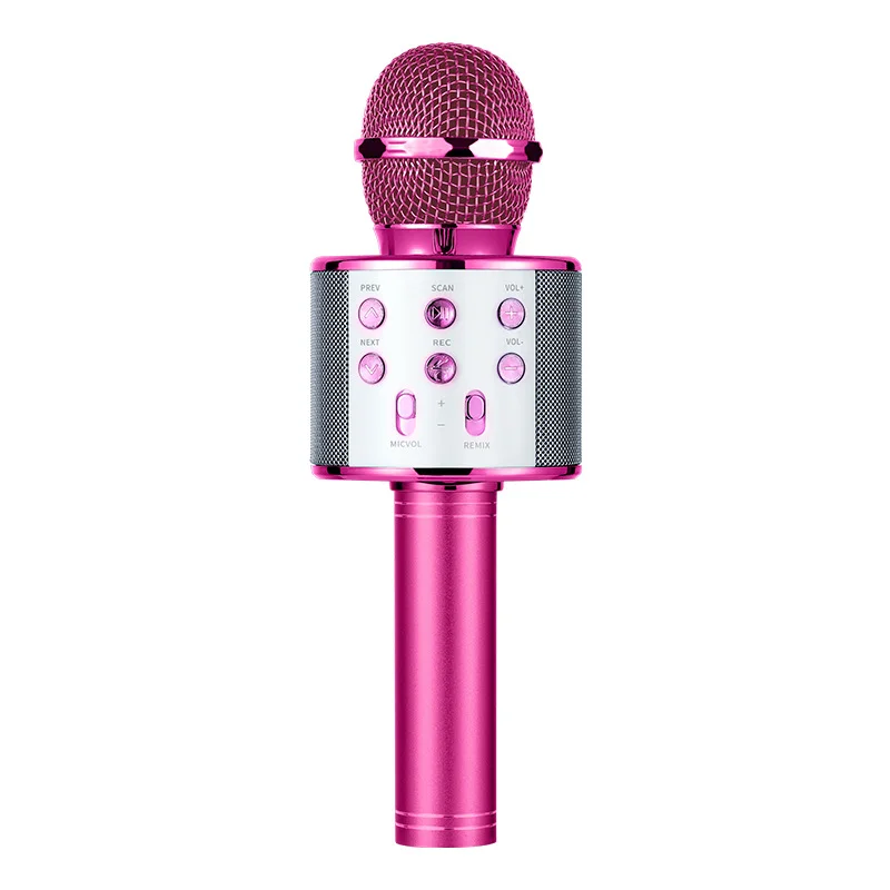 WS-858 Bluetooth-колонка в стиле караоке-микрофона с кнопками, беспроводная, со встроенным литиевым аккумулятором, компактная колонка, караоке