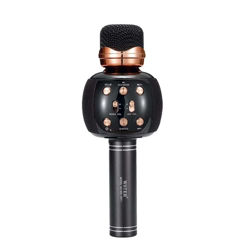 WS-858 Bluetooth-колонка в стиле караоке-микрофона с кнопками, беспроводная, со встроенным литиевым аккумулятором, компактная колонка, караоке
