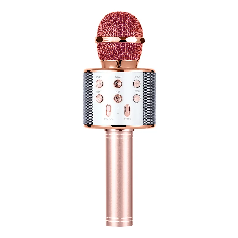 WS-858 Bluetooth-колонка в стиле караоке-микрофона с кнопками, беспроводная, со встроенным литиевым аккумулятором, компактная колонка, караоке