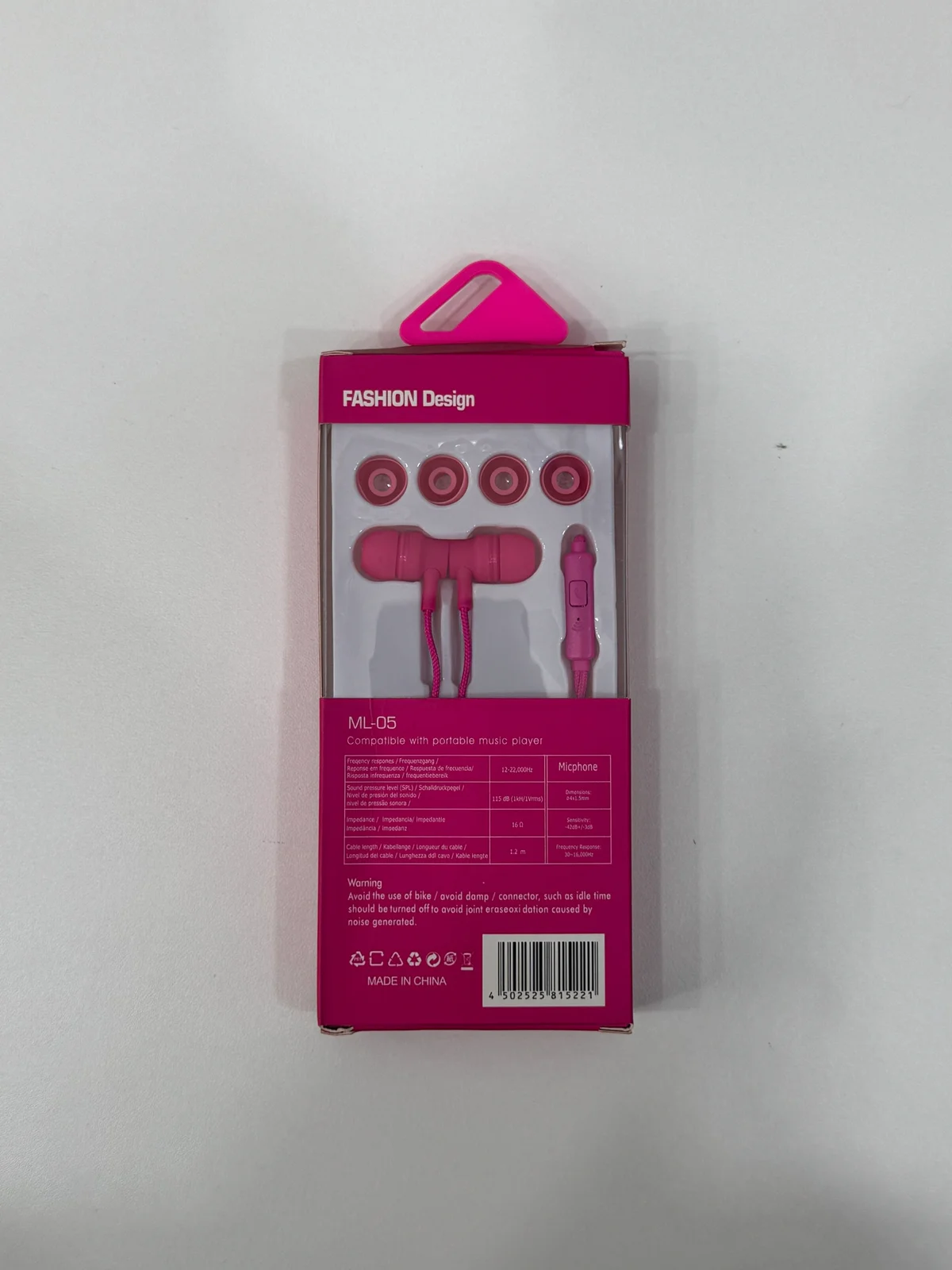 Наушники проводные ML05 EARPHONE 1.2м 3.5мм с микрофоном 