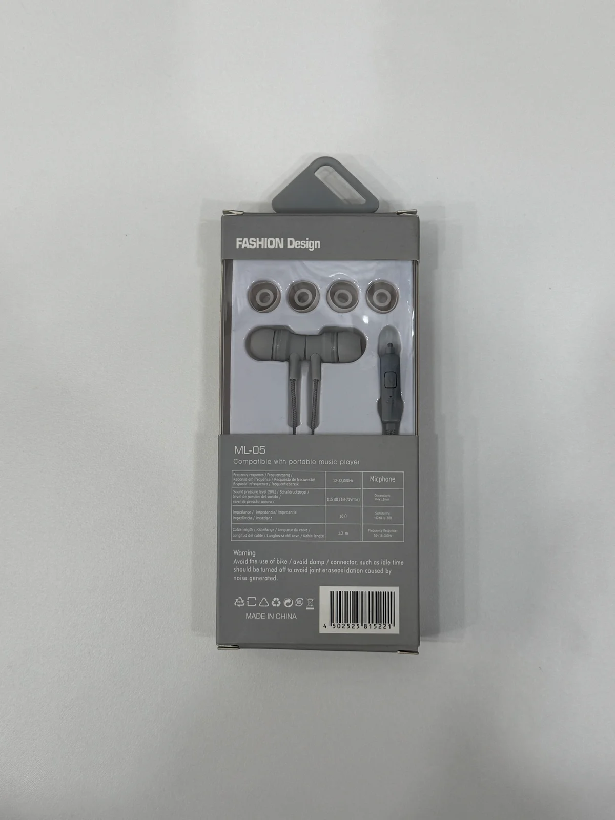 Наушники проводные ML05 EARPHONE 1.2м 3.5мм с микрофоном 