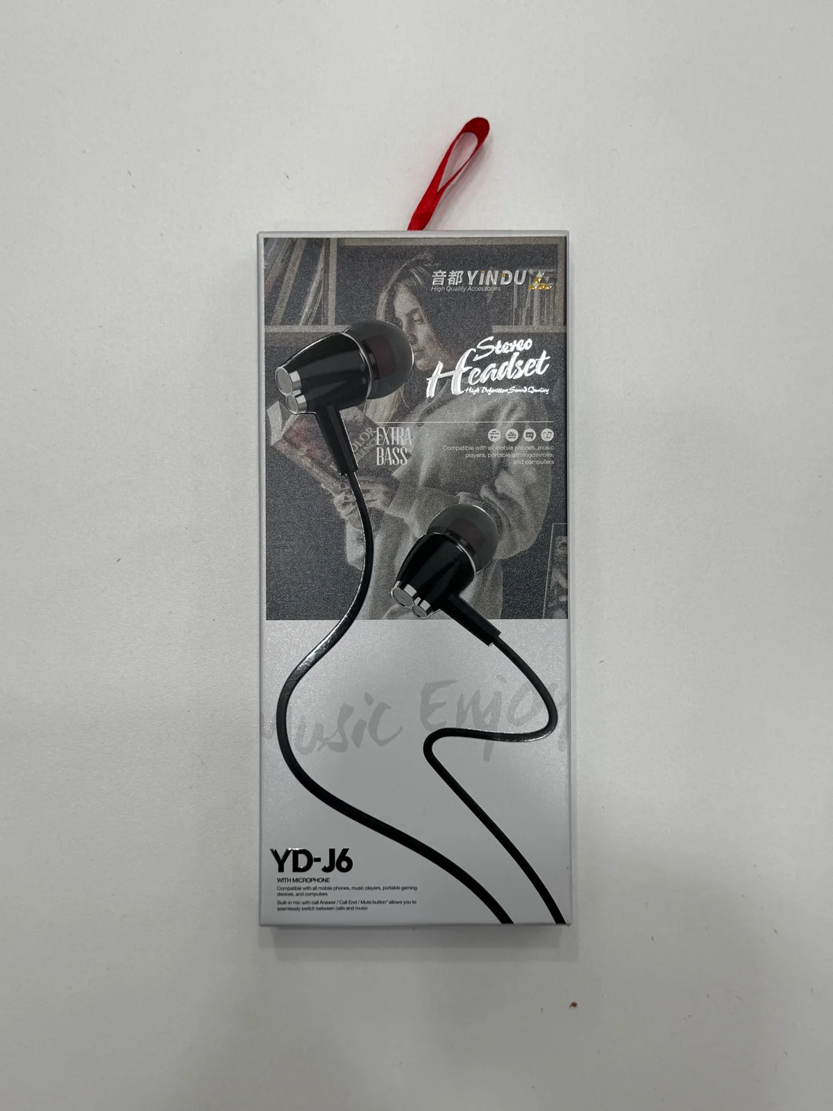 Наушники проводные YD-J6 EARPHONE 1.2м 3.5мм с микрофоном