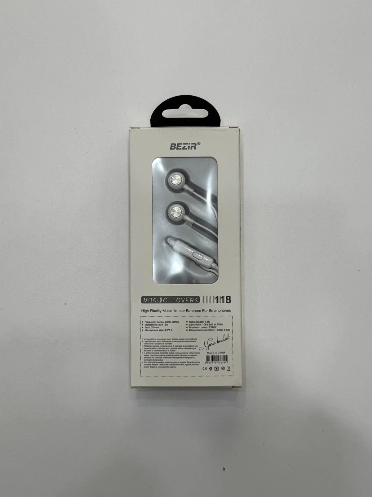 Наушники проводные BZ-118 EARPHONE 1.2м 3.5мм с микрофоном 