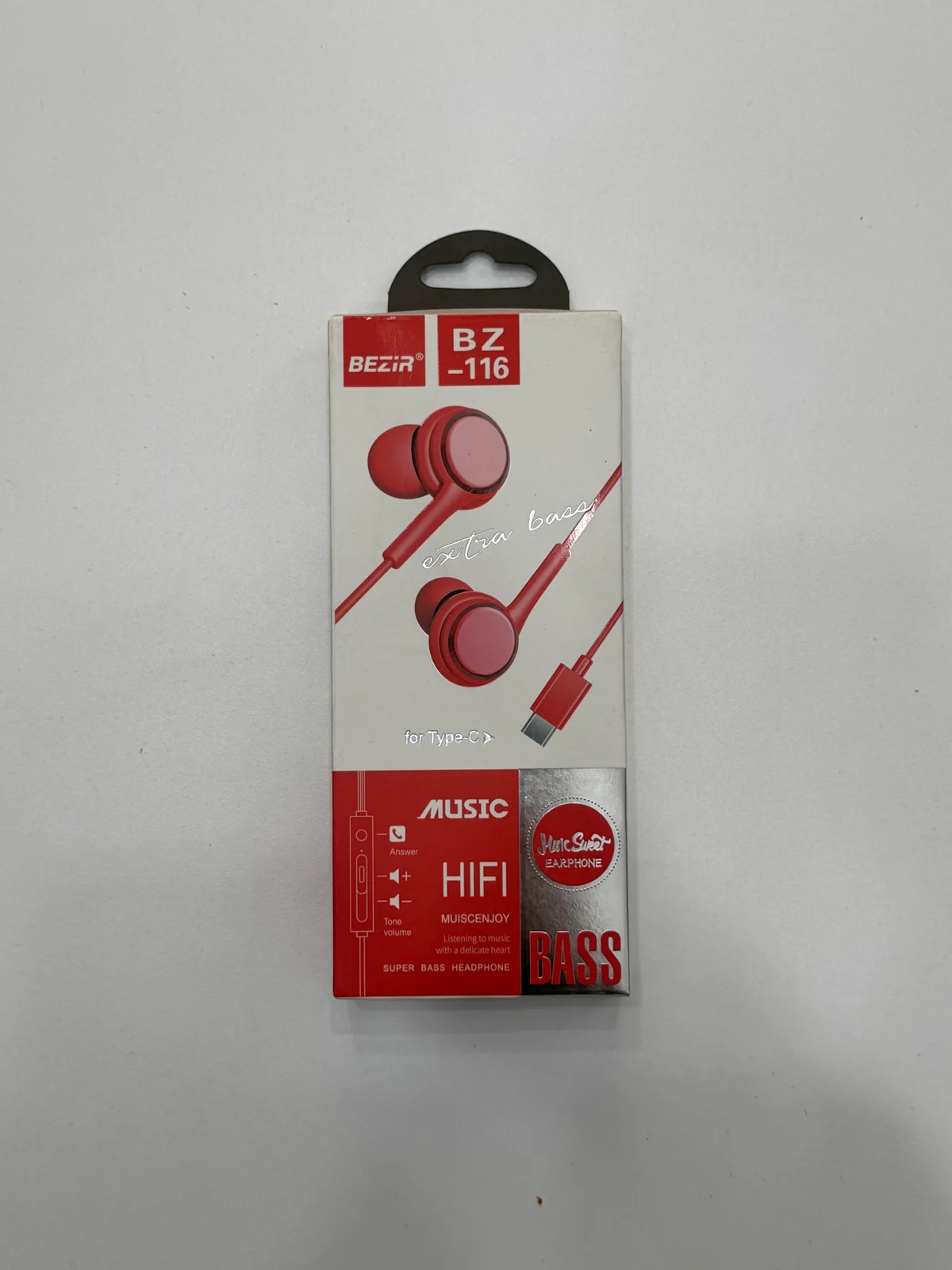 Наушники проводные BZ-116 EARPHONE 1.2м Type-C с микрофоном 