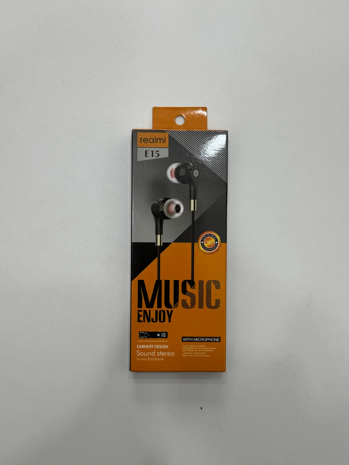 Наушники проводные E15 EARPHONE 1.2м 3.5мм с микрофоном 
