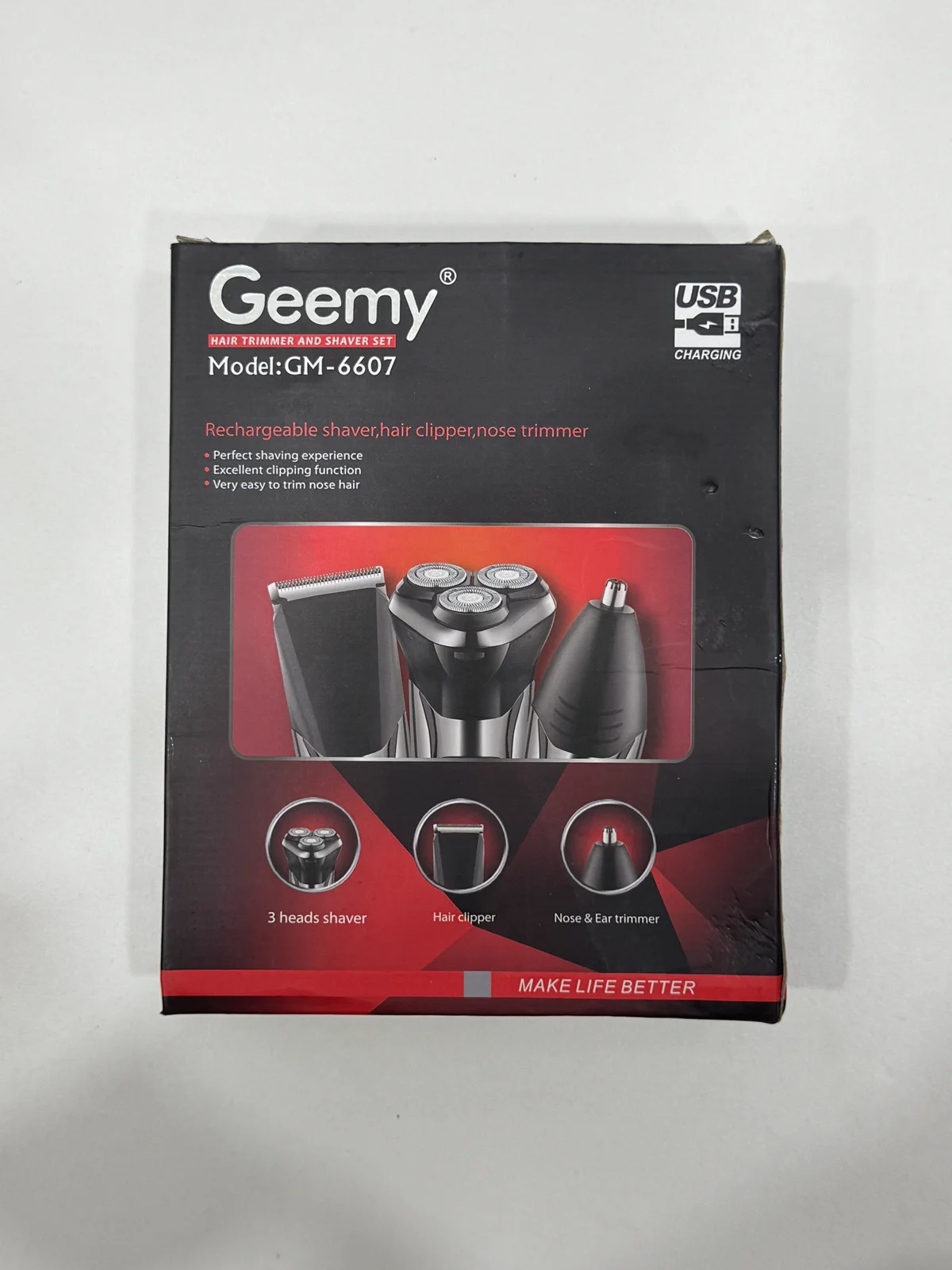 Триммер для бороды аккумуляторный GM-6607 3в1
