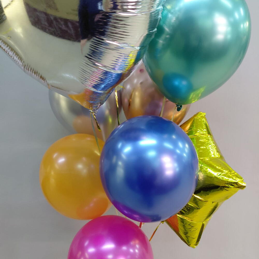 Фонтан шаров гелиевых с сердцем и звездой (10 штук)